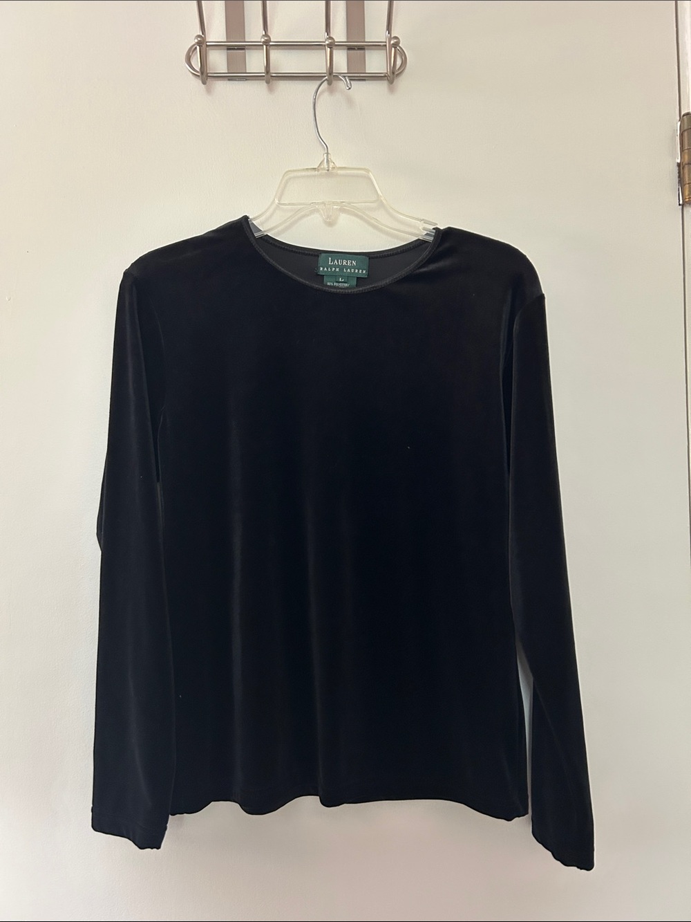 Lauren Ralph Lauren Black Velvet Long-Sleeve Top